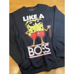 Spongebob Squarepants Like A Boss Men's Medium Long Sleeve Crew Neck Sweatshirt